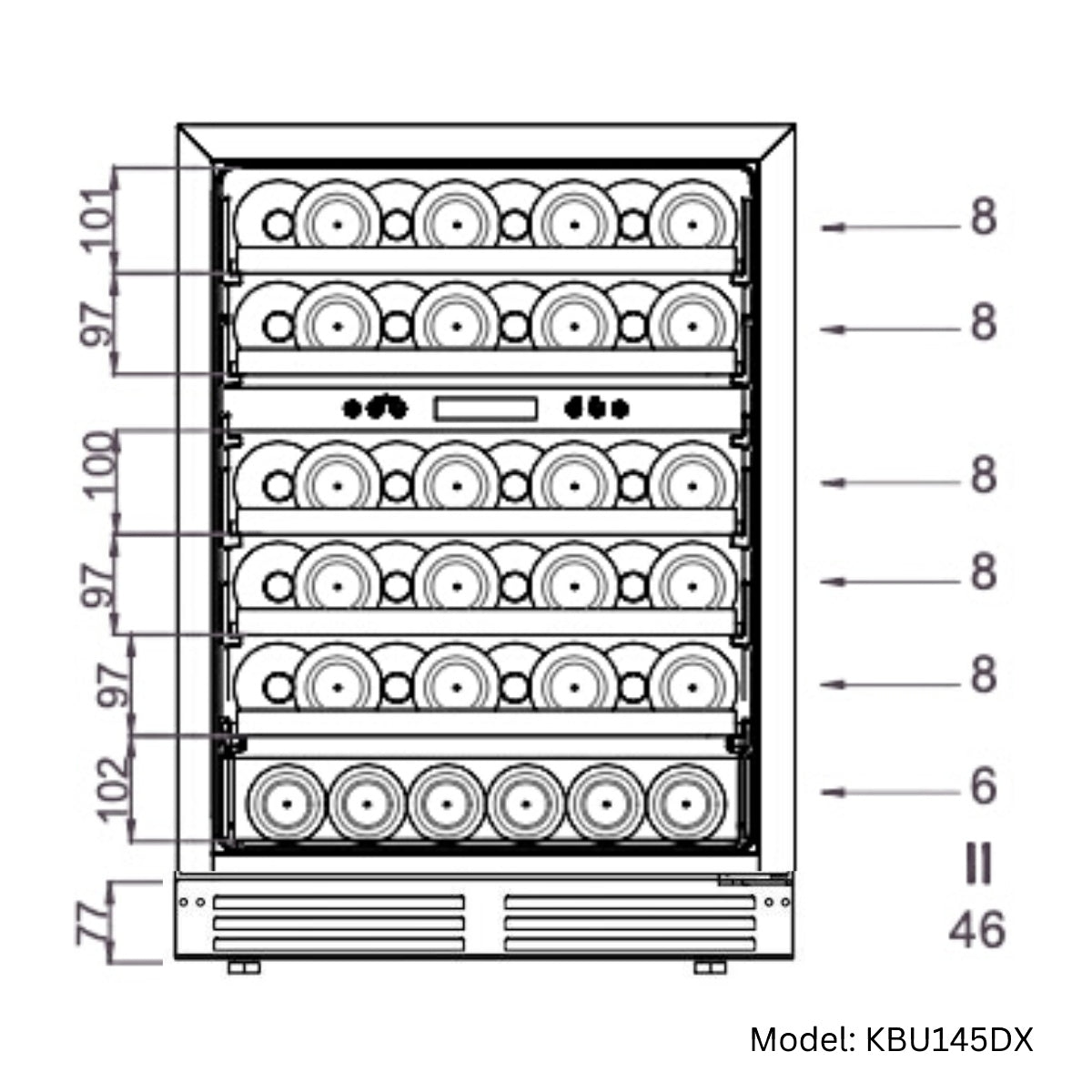 KingsBottle - 48" Under Counter Wine & Beverage Cooler Combo with 3 Temp. Zones - Elite Man Cave