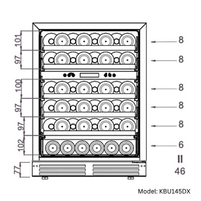 KingsBottle - 48" Under Counter Wine & Beverage Cooler Combo with 3 Temp. Zones - Elite Man Cave