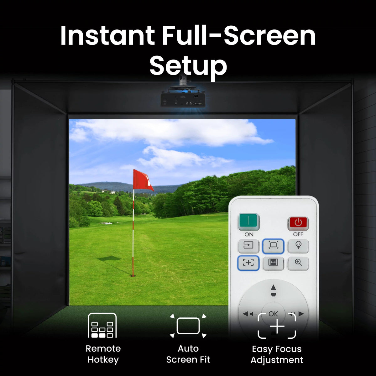 BenQ - BenQ AH700ST - 4000 Lumen WUXGA Short Throw Laser Golf Simulator Projector - Elite Man Cave