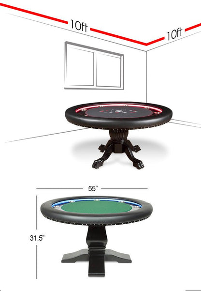 BBO Poker Tables - Ginza LED Round Poker Table - Elite Man Cave