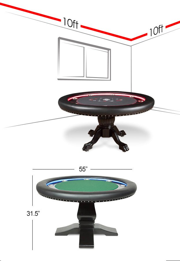 BBO Poker Tables - Ginza LED Round Poker Table - Elite Man Cave