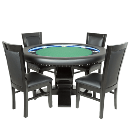 BBO Poker Tables - Luxury Dining Style Poker Chair with Solid Oak and Leather Upholstery - Elite Man Cave