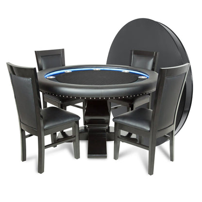BBO Poker Tables - Round Dining Top for Ginza LED Poker Table – Black Gloss Finish - Elite Man Cave