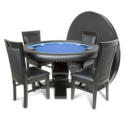 BBO Poker Tables - Round Dining Top for Ginza LED Poker Table – Black Gloss Finish - Elite Man Cave