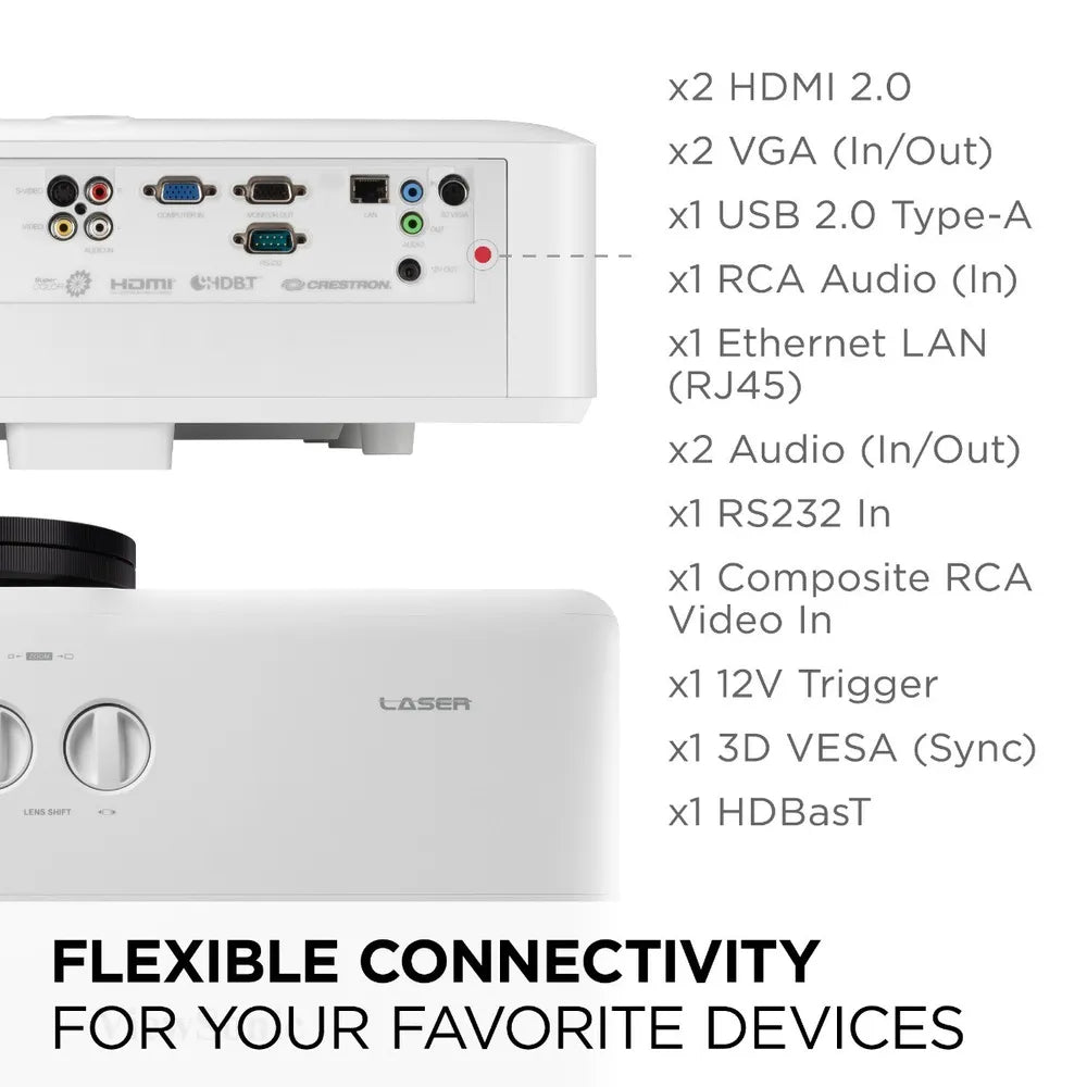 ViewSonic - ViewSonic LS921WU - 6000 Lumens WUXGA Short Throw Laser Projector with Dual HDMI - Elite Man Cave